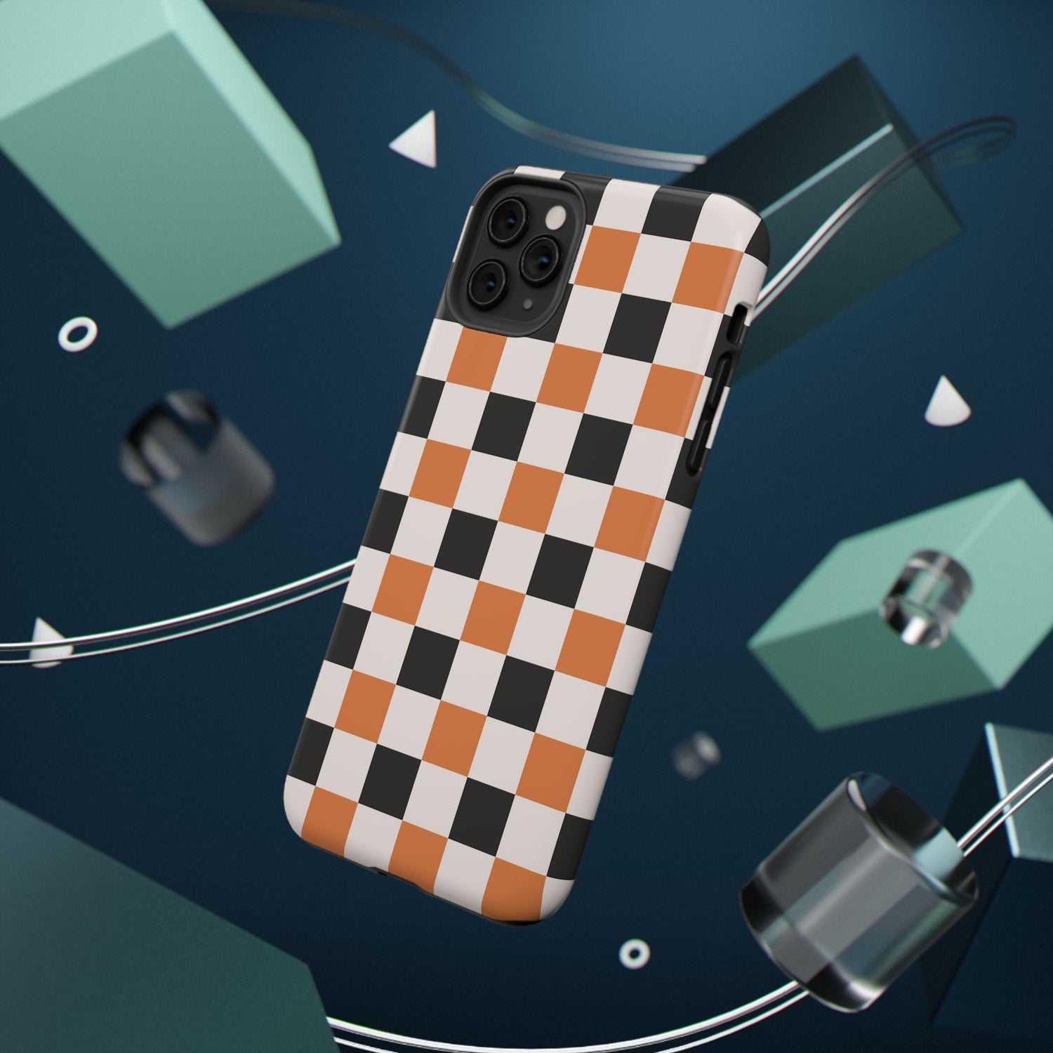 Trendy Halloween Checkerboard Phone Case | Impact-Resistant, iPhone, Samsung