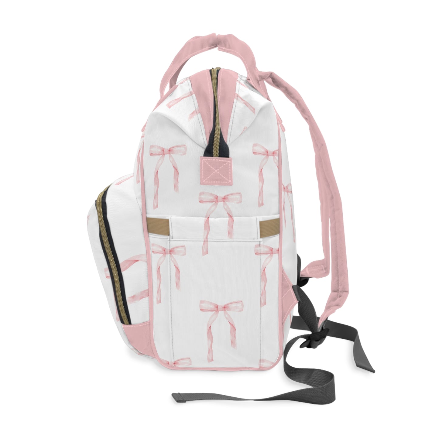 Watercolor Coquette Pink Bows Multifunctional Diaper Backpack