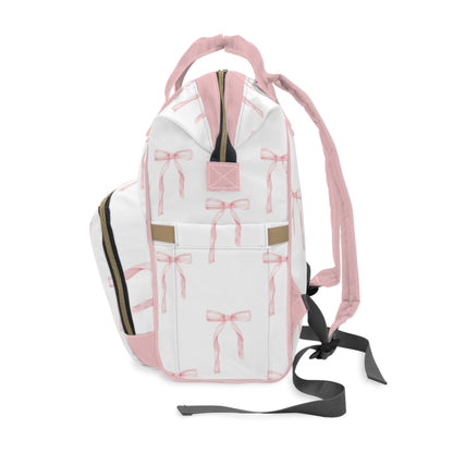 Watercolor Coquette Pink Bows Multifunctional Diaper Backpack