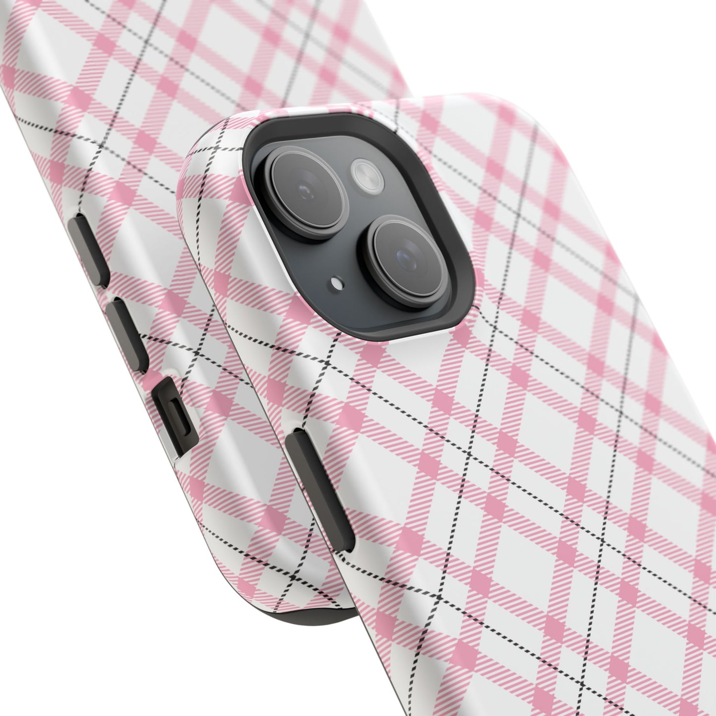 Impact-Resistant Phone Case - Pink Black Plaid