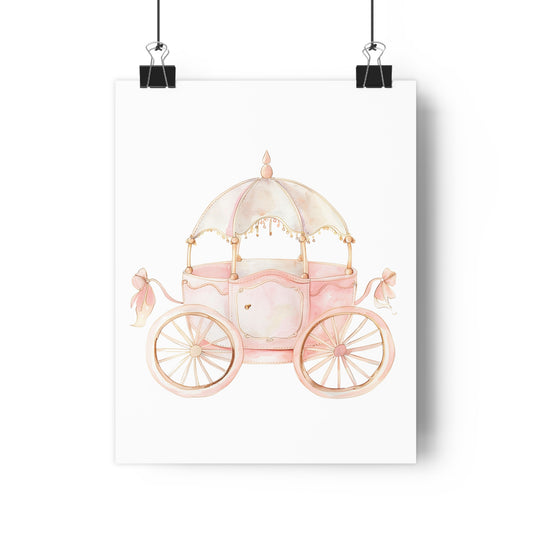 Giclée Art Print Watercolor Pink Princess Carriage