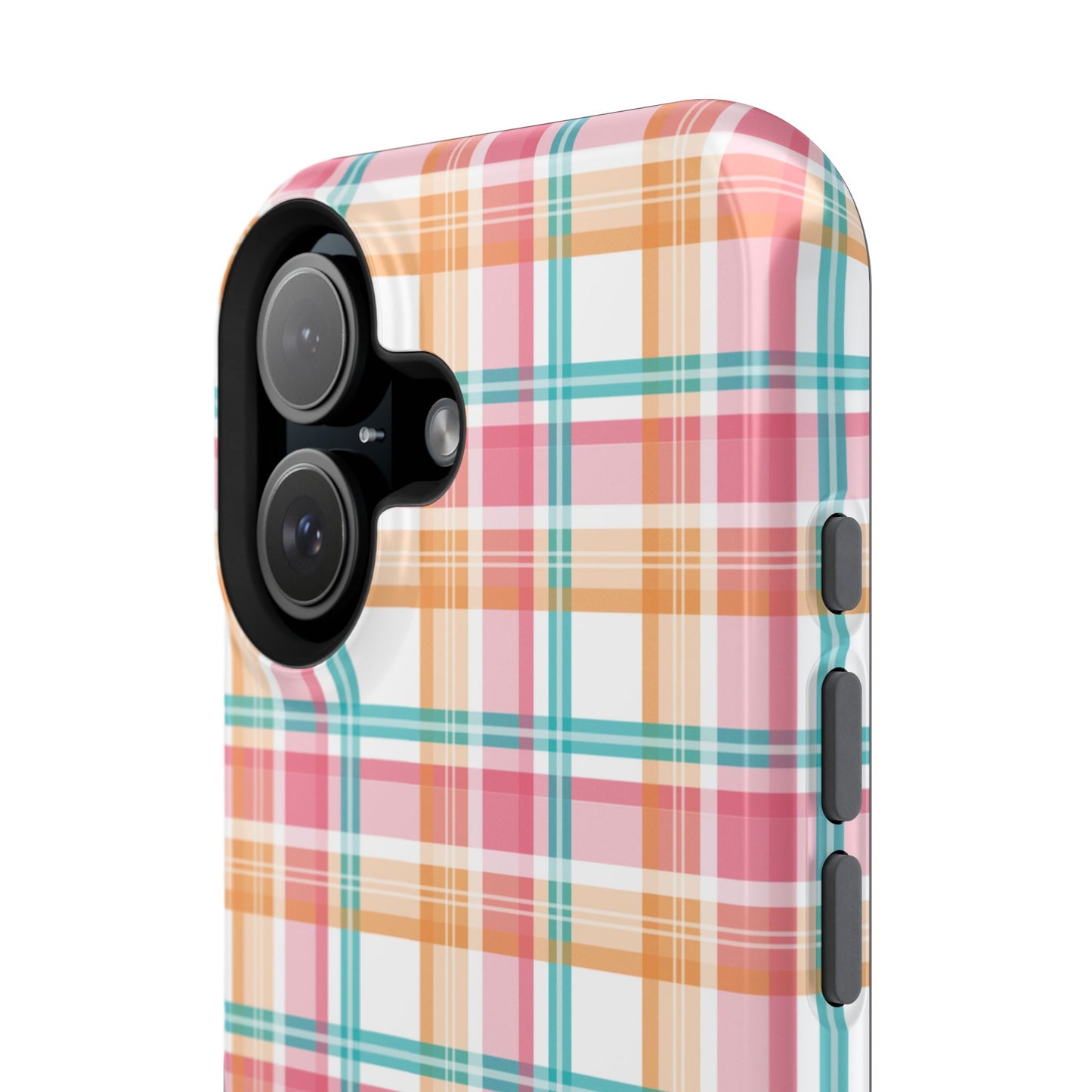 Impact-Resistant Phone Case - Summer Plaid Pink