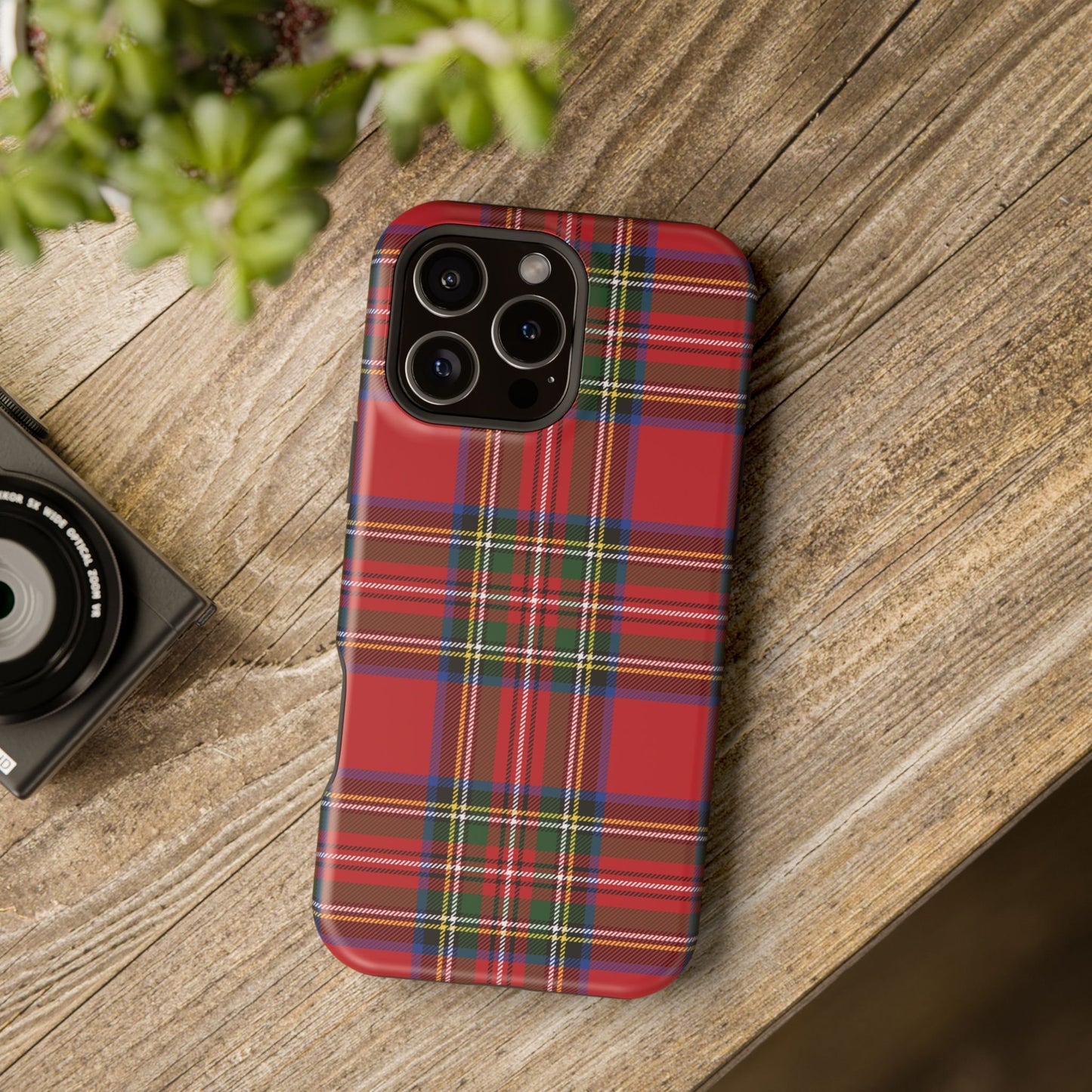 Impact-Resistant Phone Case-Holiday Tartan Plaid Red