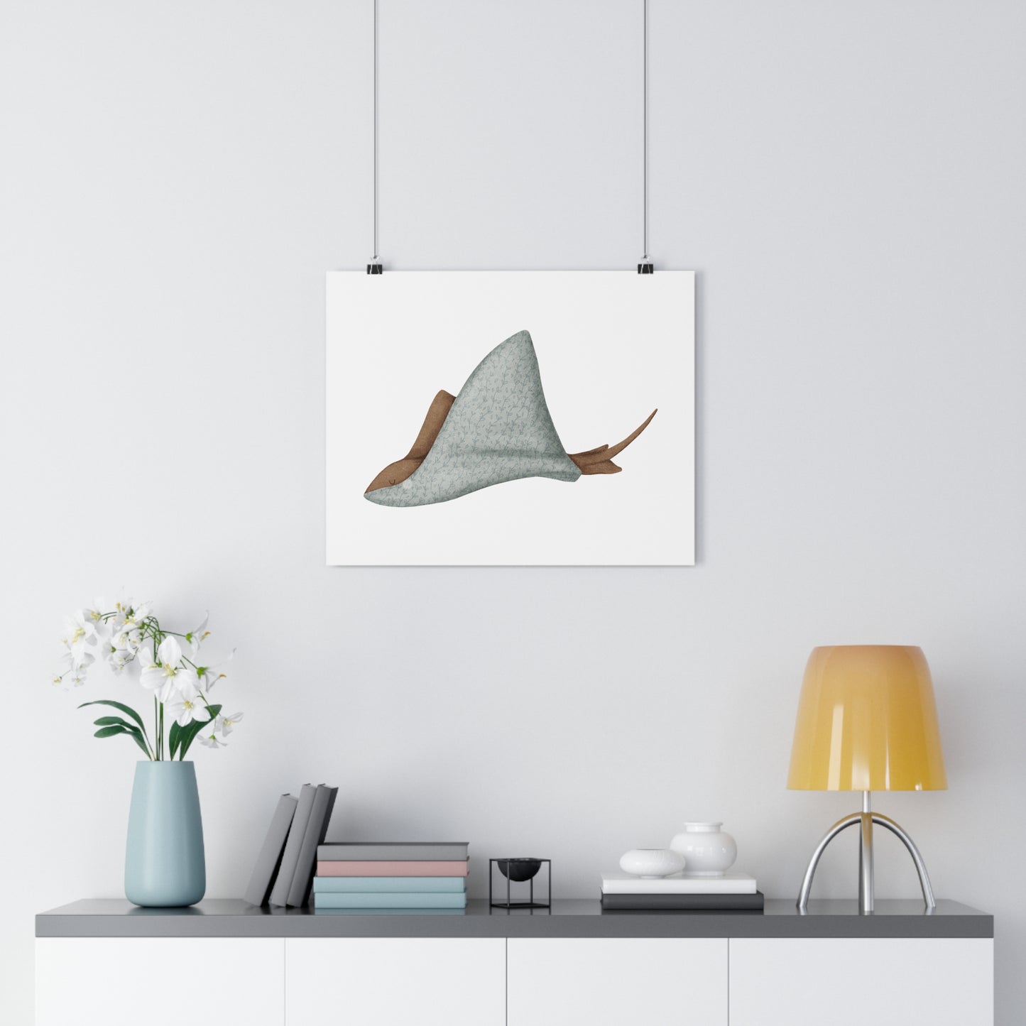 Giclée Art Print Watercolor Memories of Dreams Blue Stingray