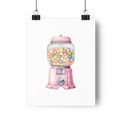 Giclée Art Print Watercolor Candy Land Gum Ball Machine 1