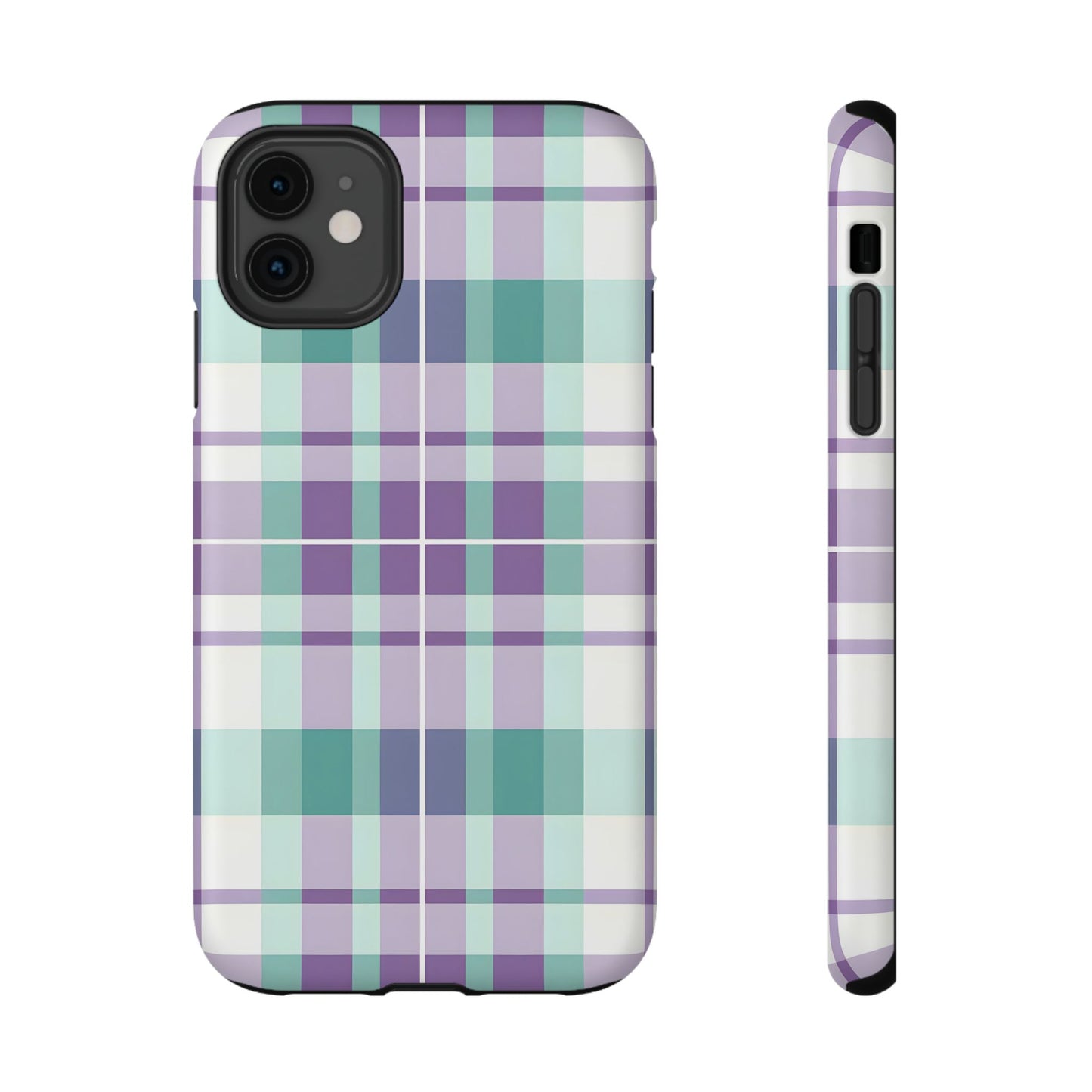 Impact-Resistant Phone Case - Spring Plaid Purple