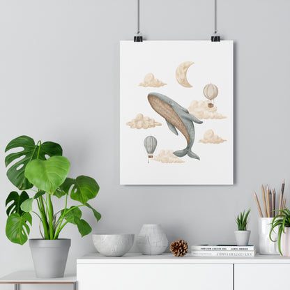 Giclée Art Print Memories of Dreams Whales Neutral Clouds