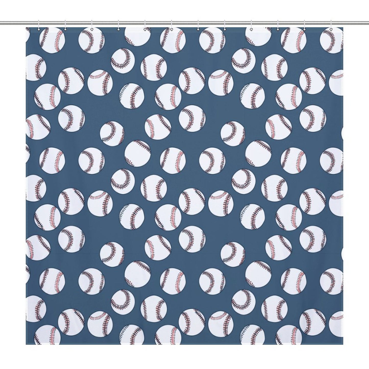 Lightweight Shower Curtain- Baseball Blues