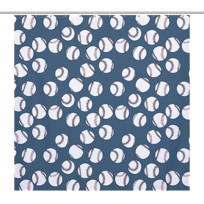 Lightweight Shower Curtain- Baseball Blues