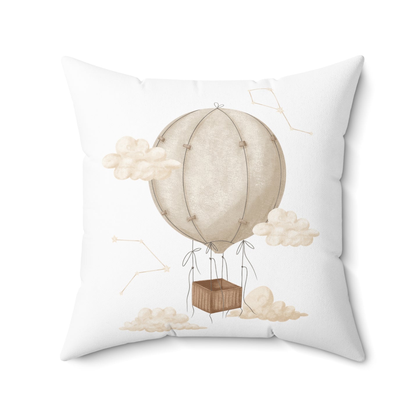 Spun Polyester Square Pillow with Removable Cover Watercolor Neutral Balloon Sandcastles