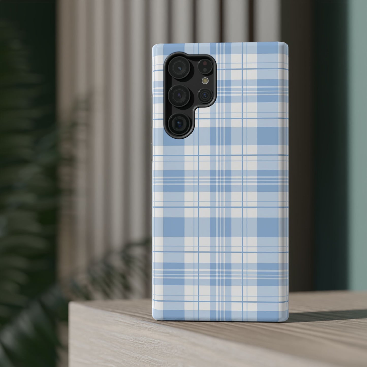 Impact-Resistant Phone Case - Easter Plaid Blue