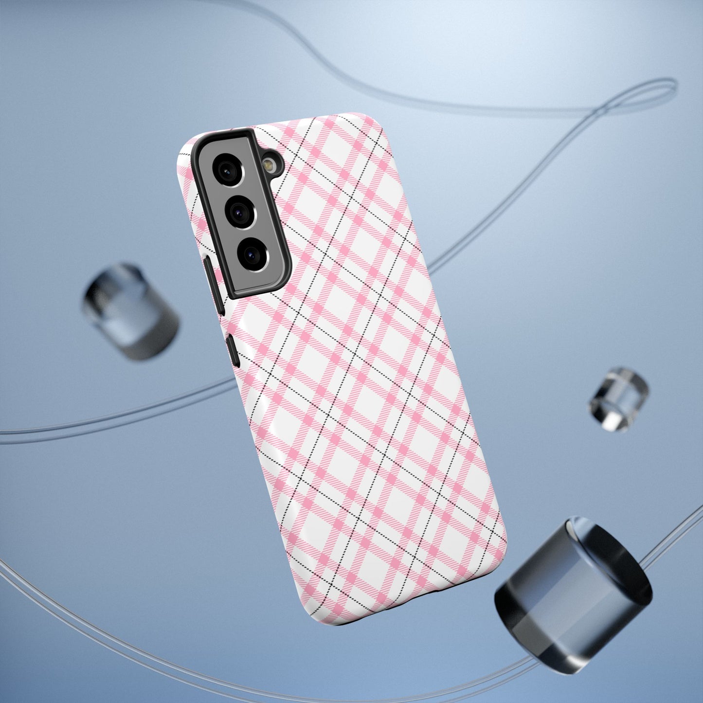 Impact-Resistant Phone Case - Pink Black Plaid