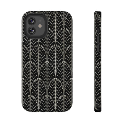 Impact-Resistant Phone Case- Art Deco Black Beige