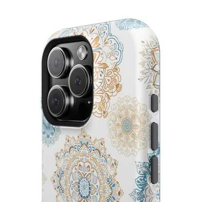 Impact-Resistant Cases, Blue Gold Boho Fun