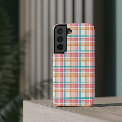 Impact-Resistant Phone Case - Summer Plaid Pink