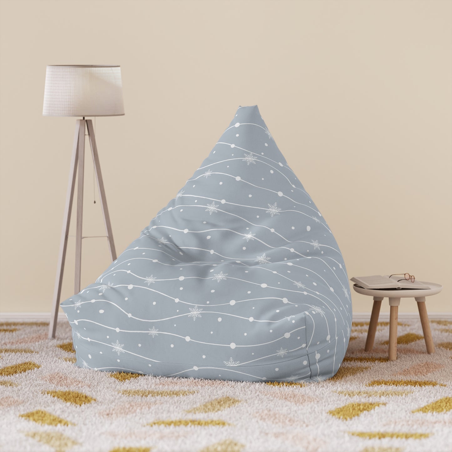 Blue Winter Flurries Bean Bag Chair Cover