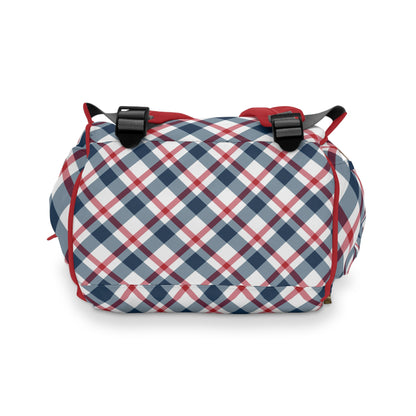 Multifunctional Backpack Diaper Bag-Classic 4th of July Plaid