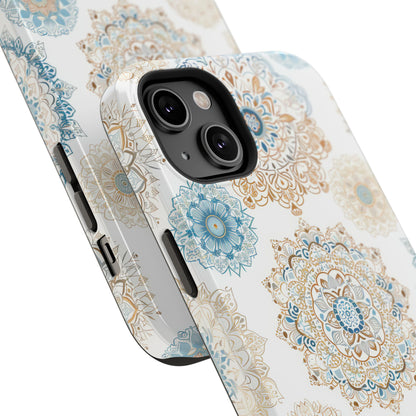 Impact-Resistant Cases, Blue Gold Boho Fun