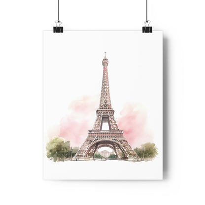 Giclée Art Print Watercolor Pink Paris Eiffel Tower