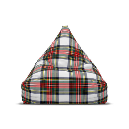 Christmas Tartan Plaid White Bean Bag Chair Cover