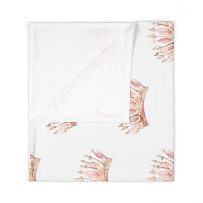 Baby Swaddle Blanket Watercolor Pink Princess Crowns