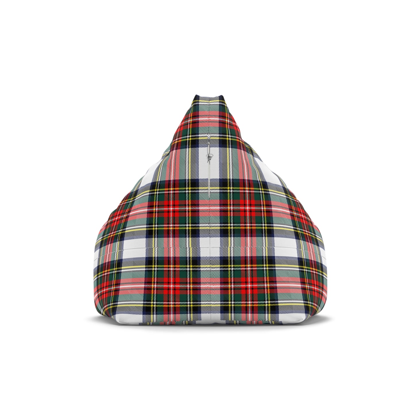 Christmas Tartan Plaid White Bean Bag Chair Cover