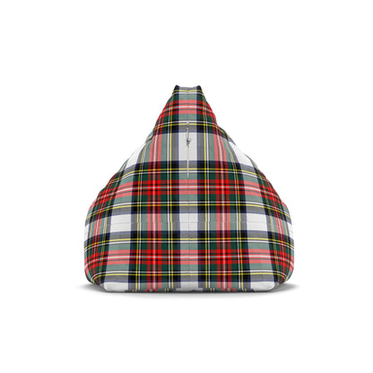 Christmas Tartan Plaid White Bean Bag Chair Cover