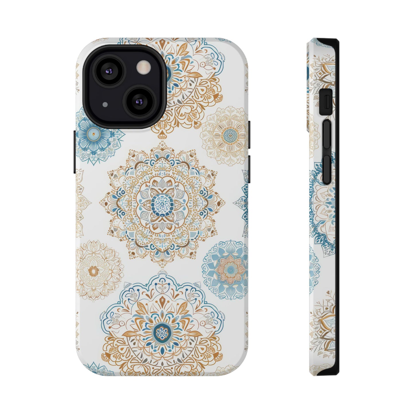 Impact-Resistant Cases, Blue Gold Boho Fun