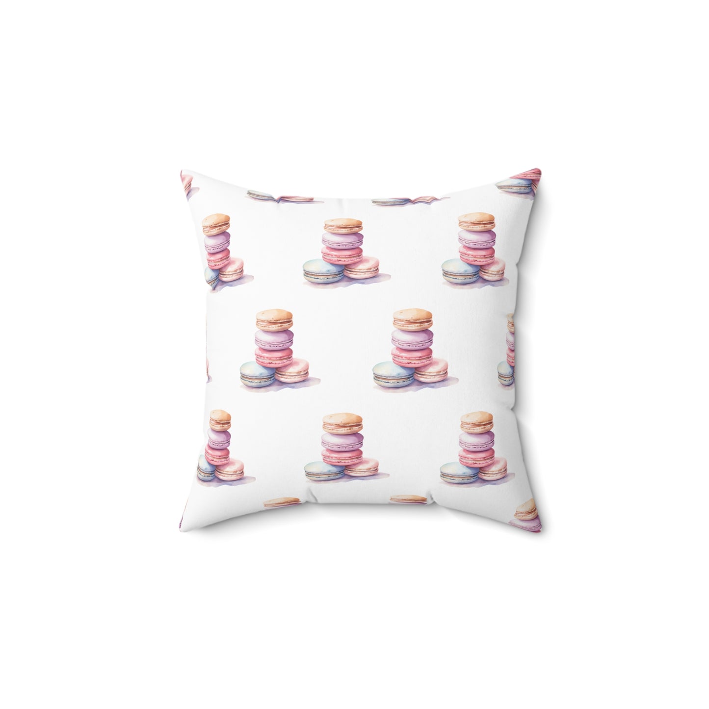 Spun Polyester Square Pillow with Removable Cover Watercolor Candy Land Macarons