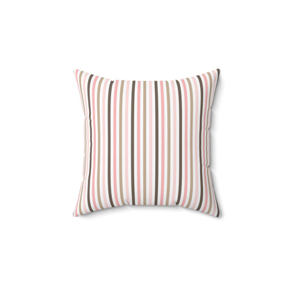 Spun Polyester Square Pillow with Removable Cover Hedgehog Playdate Pink Stripes