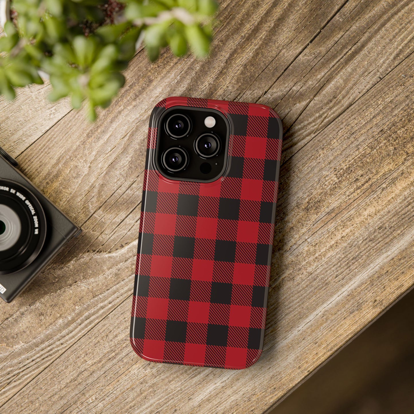 Impact-Resistant Phone Case-Red Black Buffalo Plaid