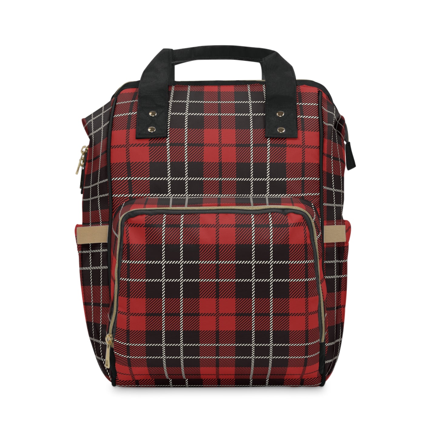 Christmas Black Red Tartan Plaid  Multifunctional Diaper Backpack