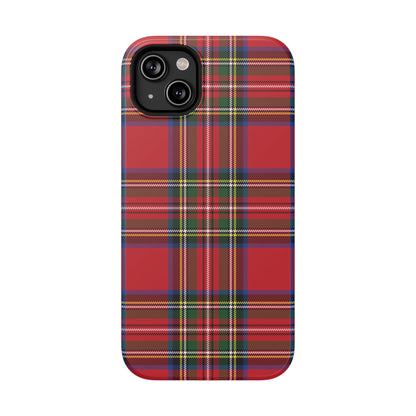 Impact-Resistant Phone Case-Holiday Tartan Plaid Red