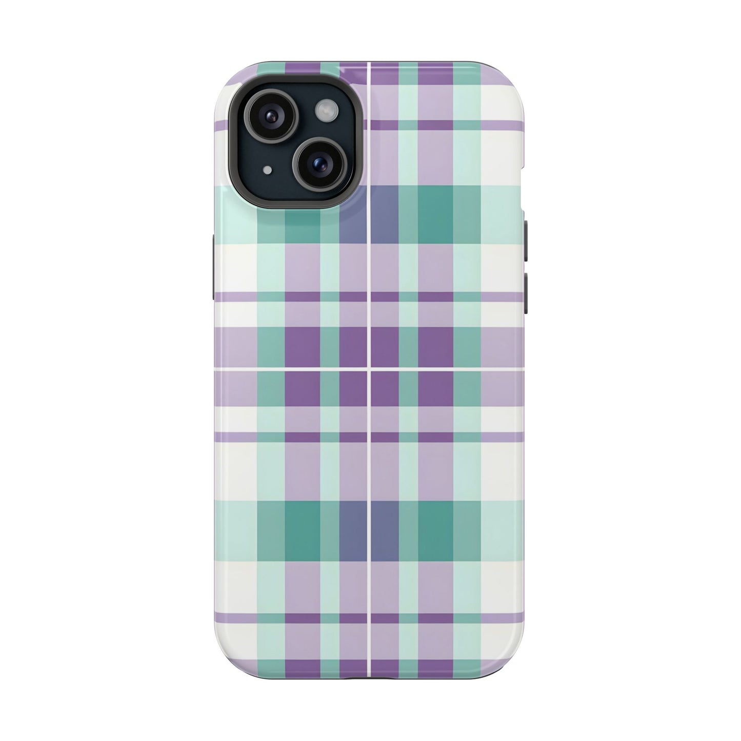 Impact-Resistant Phone Case - Spring Plaid Purple