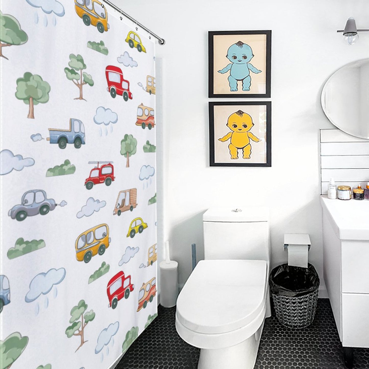 Lightweight Shower Curtain-Cute Cars