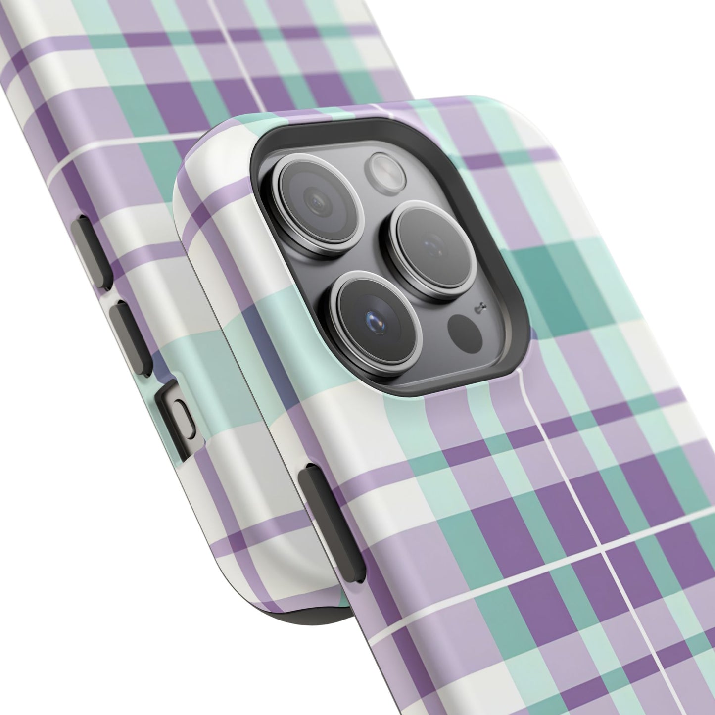 Impact-Resistant Phone Case - Spring Plaid Purple