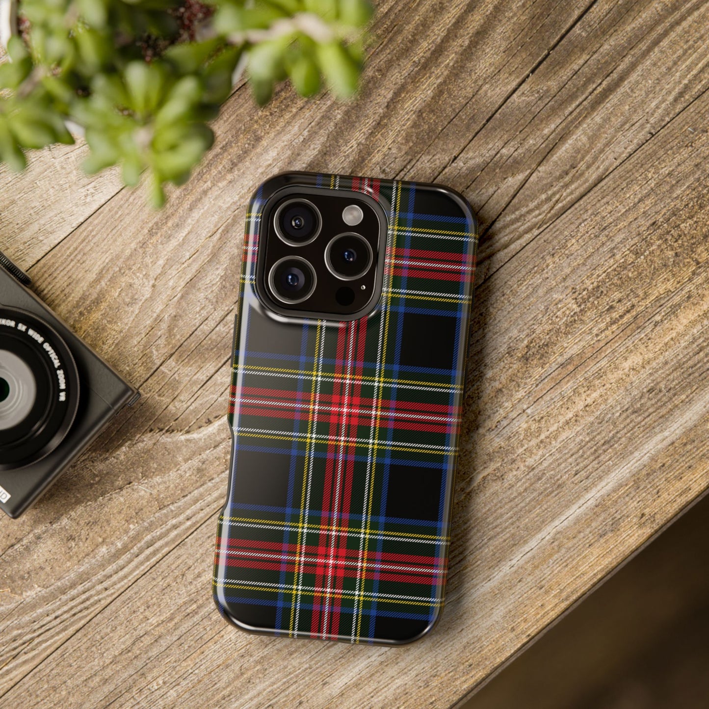 Impact-Resistant Holiday Phone Case-Christmas Tartan Plaid Black