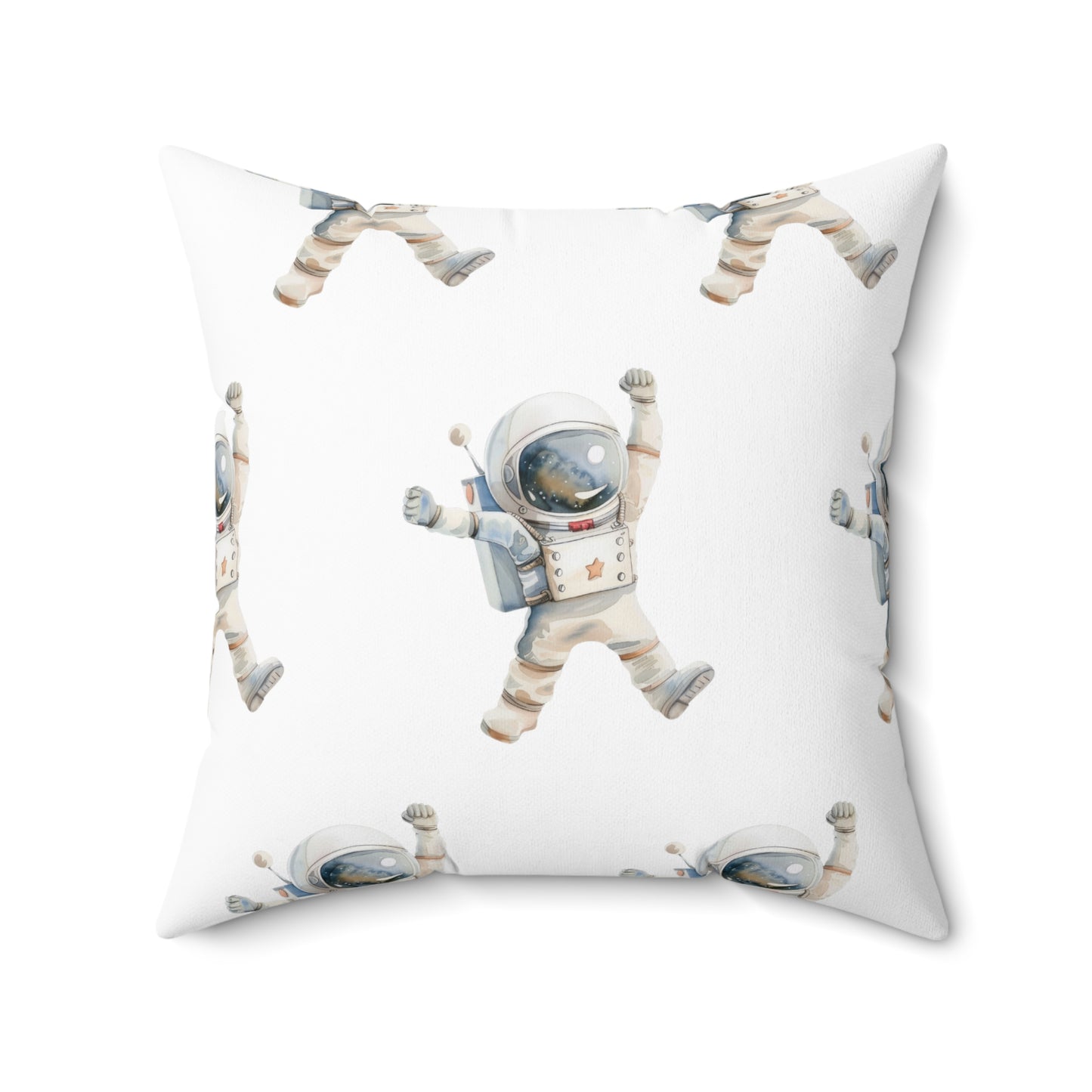 Spun Polyester Square Pillow with Removable Cover Watercolor Astronaut