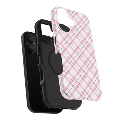 Impact-Resistant Phone Case - Pink Black Plaid