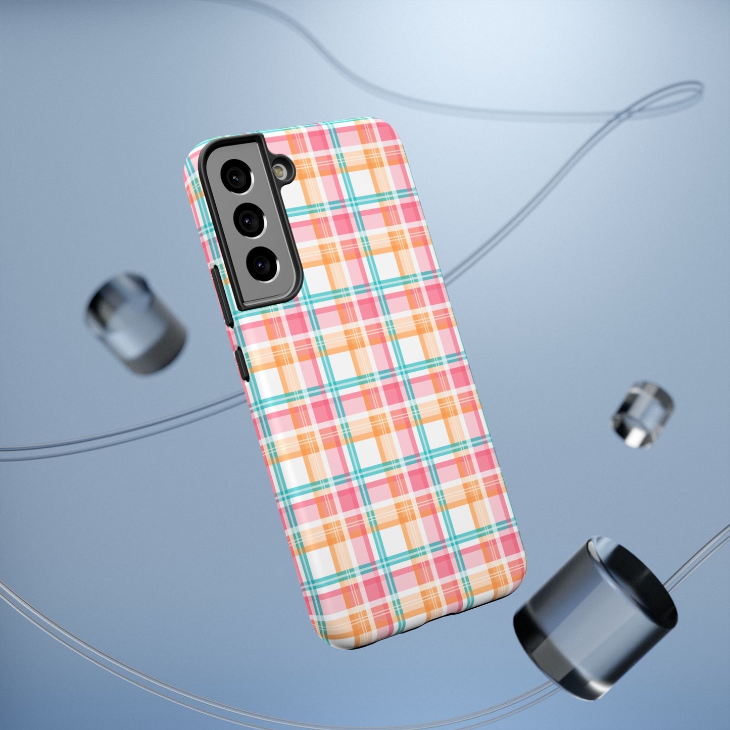 Impact-Resistant Phone Case - Summer Plaid Pink