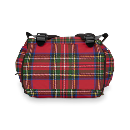 Holiday Red Tartan Plaid Multifunctional Backpack