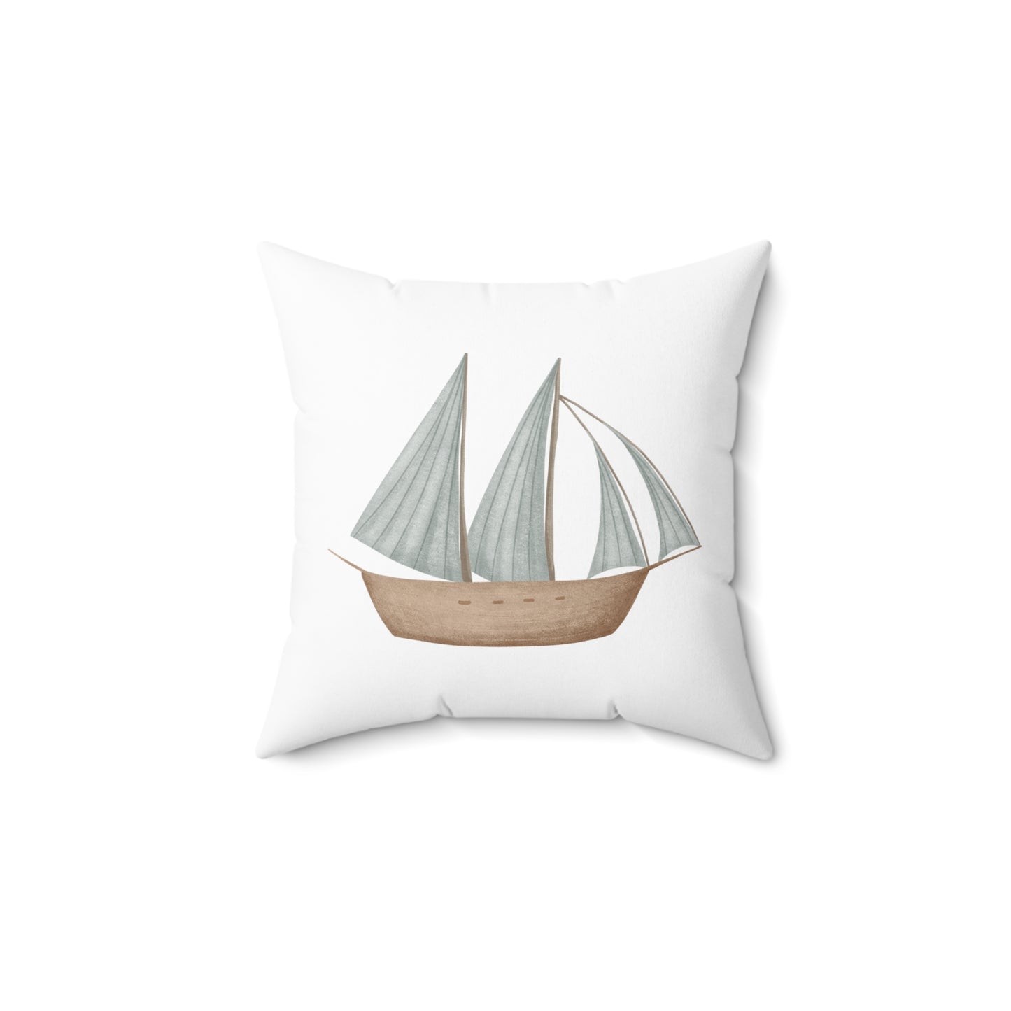 Spun Polyester Square Pillow with Removable Cover Memories of Dreams Sailboats Blue