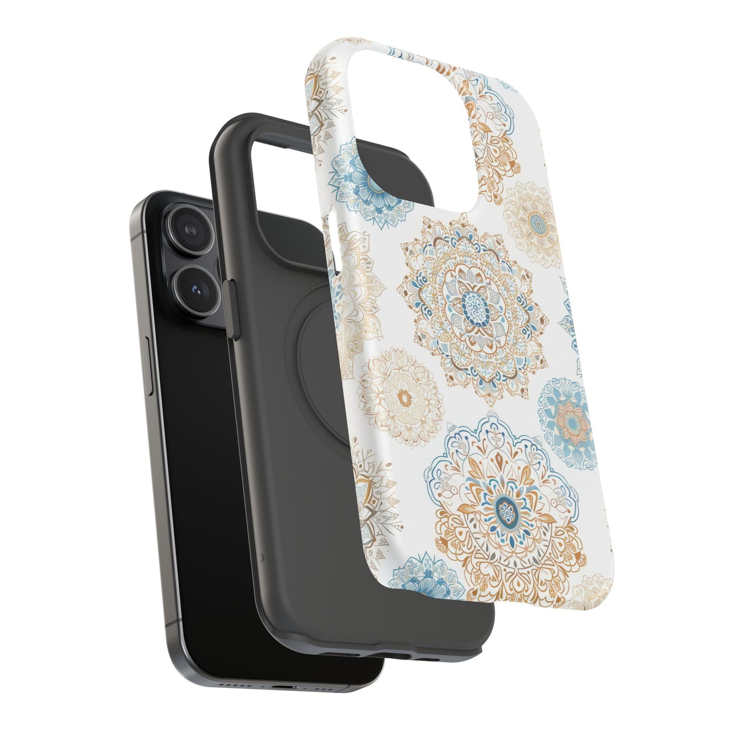 Impact-Resistant Cases, Blue Gold Boho Fun