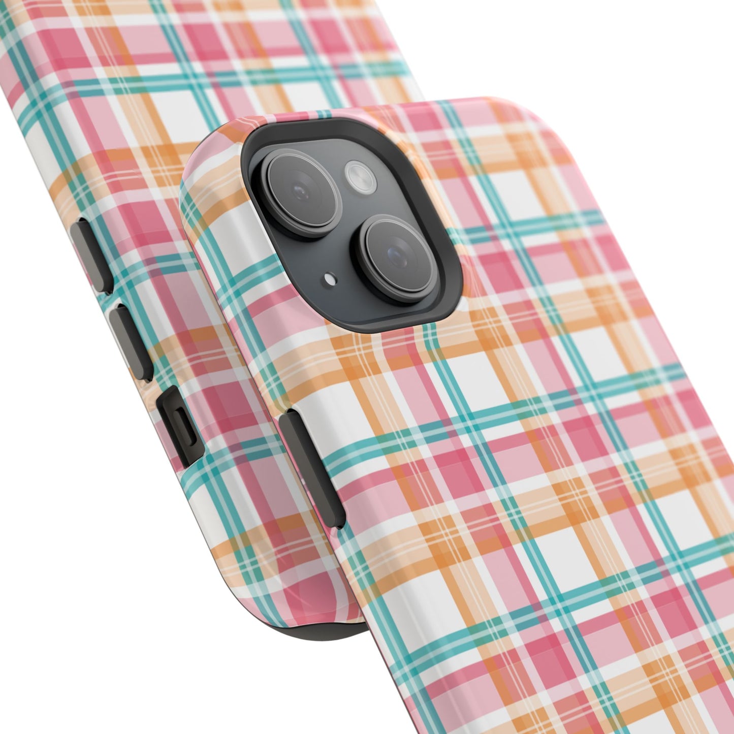 Impact-Resistant Phone Case - Summer Plaid Pink