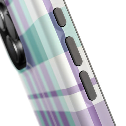 Impact-Resistant Phone Case - Spring Plaid Purple