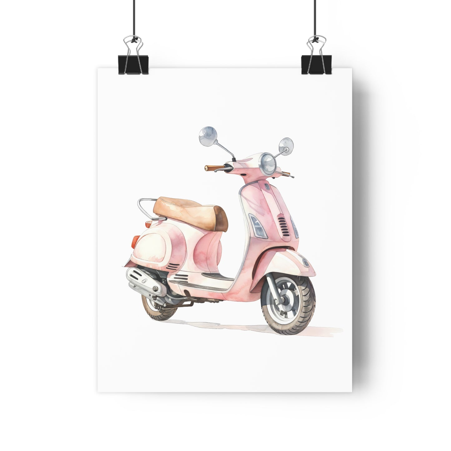 Giclée Art Print Watercolor Pink Paris Scooter