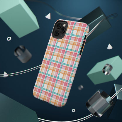 Impact-Resistant Phone Case - Summer Plaid Pink