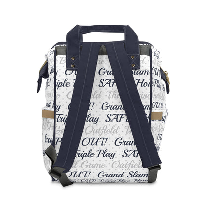 Multifunctional Diaper Backpack- Baseball Phrases