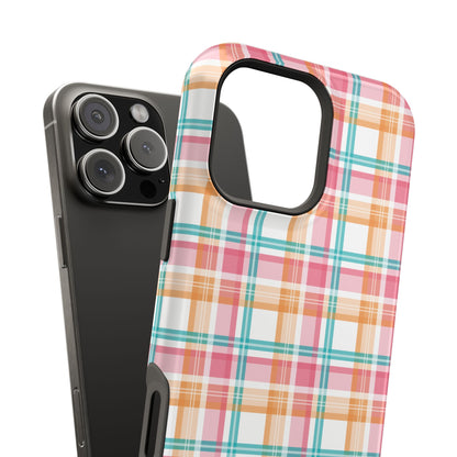 Impact-Resistant Phone Case - Summer Plaid Pink