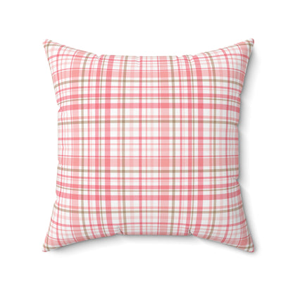 Spun Polyester Square Pillow with Removable Cover Hedgehog Playdate Plaid Polka Dots